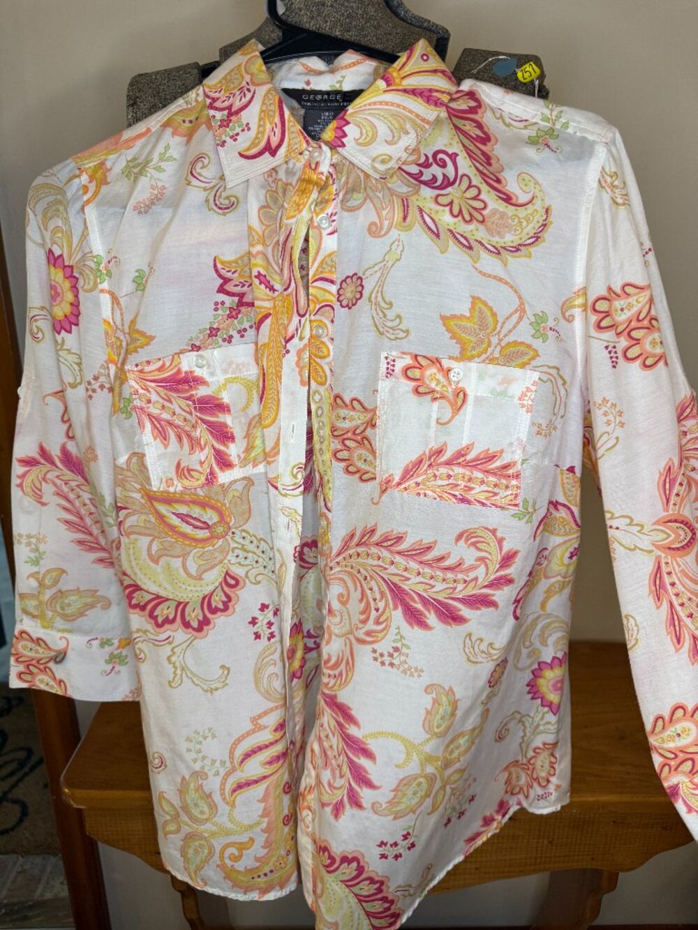George ME Silk & Cotton Paisley Button-Up - Size S